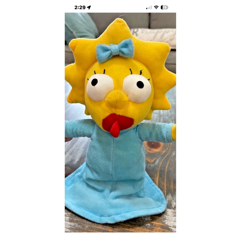 The Simpsons Maggie Simpson Plush Hand Puppet Blue‎ Dress Yellow Hair